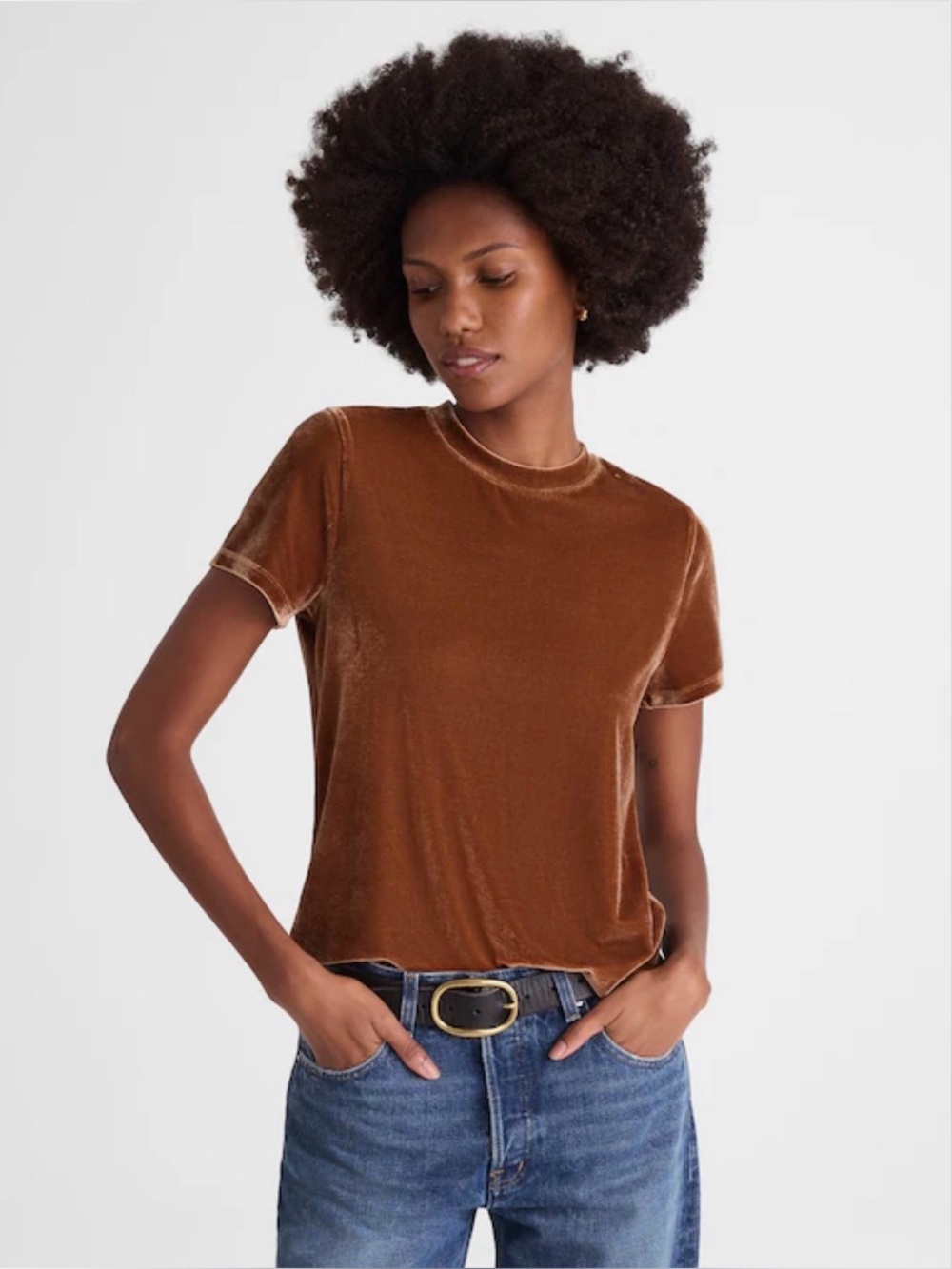 Madewell The Relaxed Tee in Velvet | Size XS | Pecan Shell | NWT